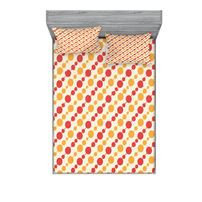 Microfiber Geometric Sheet Set, Queen Sheet Set with Fitted Sheet