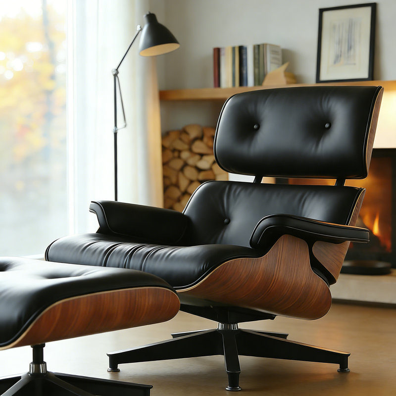 Leather Swivel Accent Chair With Ottoman, Rosewood/BlackPU