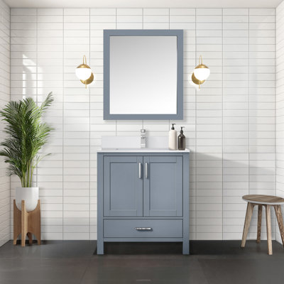 Meuble-lavabo blanc 30 po X P 22 po D, avec plateau en marbre de culture