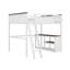 Grand lit mezzanine avec bureau, tablette ouverte, station de charge USB et boîte de rangement