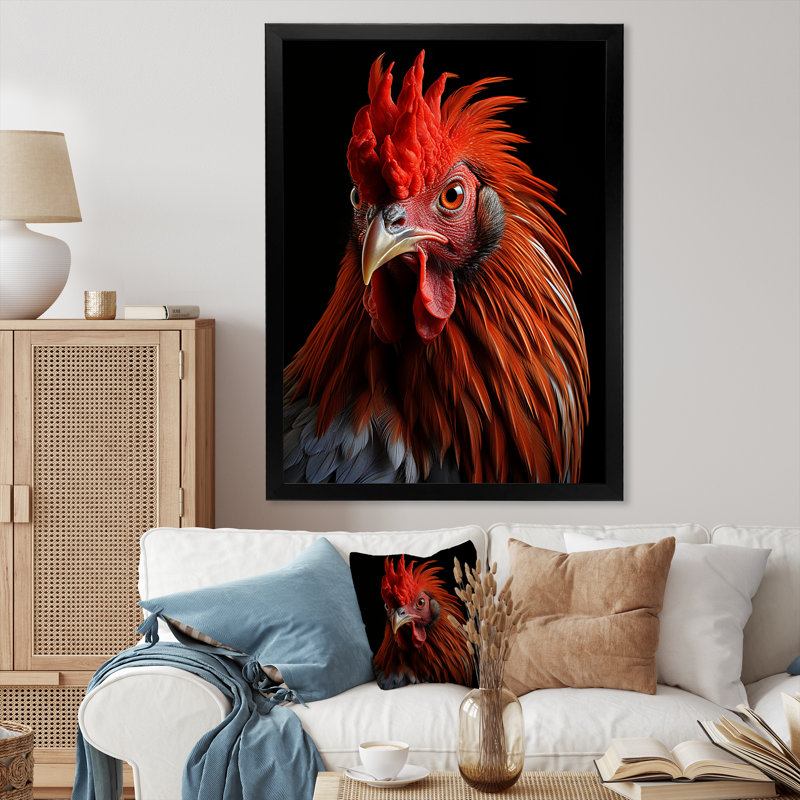 Gros plan d'un coq brun, H 44 po x l 34 po x P 1,5 po, Cadre photo noir