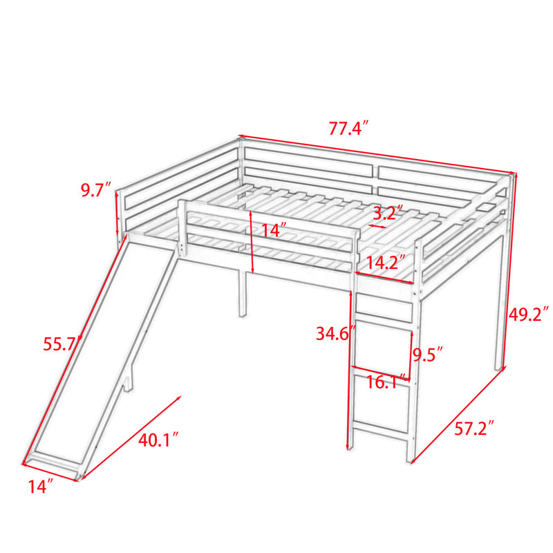 Fairall Kids Full Loft Bed, White