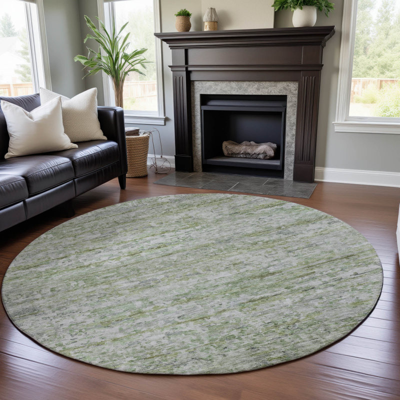 Premium Machine Washable Ducote AMF1127 Stripes Rug, Round 8'