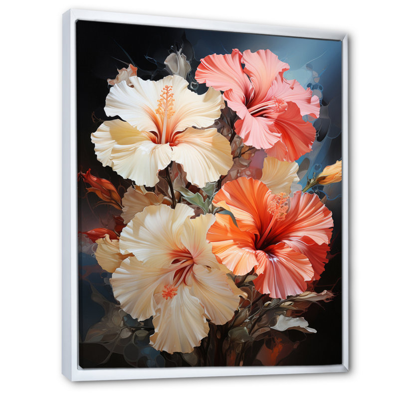 Laurel Hibiscus Impression romantique III, H 32 po x l 16 po x P 1 po, Cadre flottant blanc
