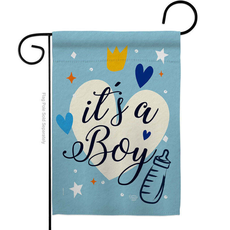 Drapeau de jardin à 2 faces en polyester It's a Boy 19 x 13 po