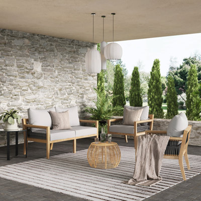 Chariyah Solid Wood 4 - Person Seating Group with Cushions
