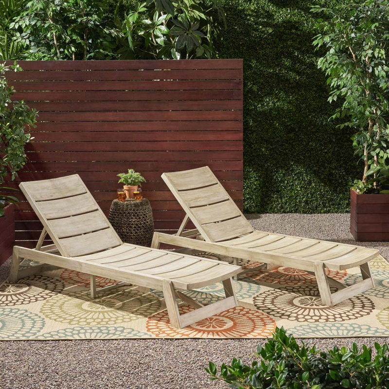 Patio Wood Chaise Lounge, Gray