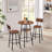Round Bar Stool Set With Shelves, Stool With Backrest Rustic Brown, 23.6'' Dia X 35.4'' H-1101145018