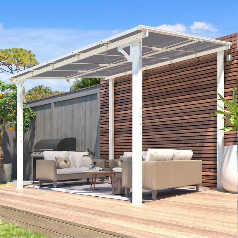 Aluminum Pergola with Canopy, 304.8cm x 243.84cm, White