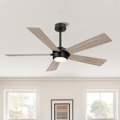Ventilateur de plafond à 5 pales à DEL à intensité variable et télécommande, moteur CC réversible à 6 vitesses sans bruit