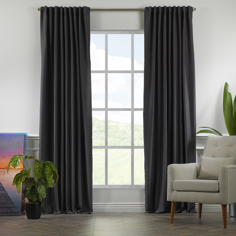 Panneaux de rideaux décoratifs obscurcissants, Anthracite, L 52 po x L 95 po
