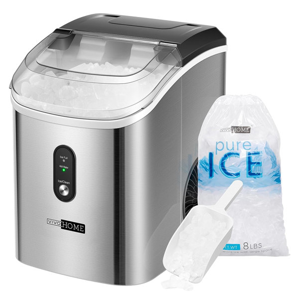 VIVOHOME 33 lb. 2 in 1 Portable Ice Maker in Stainless Steel, Silver