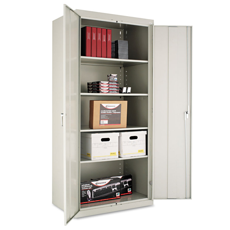 Assembled Light Gray Freestanding Lockable Office Cabinet with Adjustable Shelving