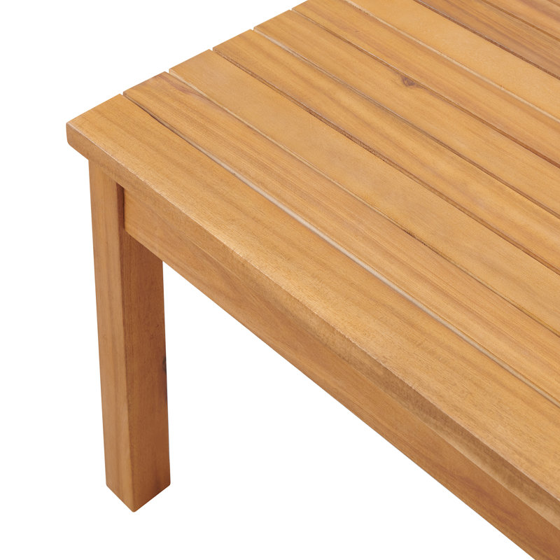 Ensemble de conversation d'extérieur en bois d'acacia avec banc et deux chaises avec coussins et table de cocktail, ensemble de 4