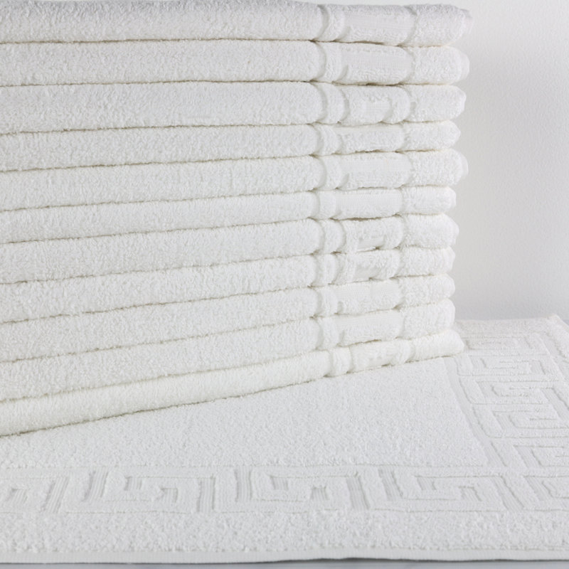 Ensemble de tapis de bain 100% coton Crown Touch, Blanc
