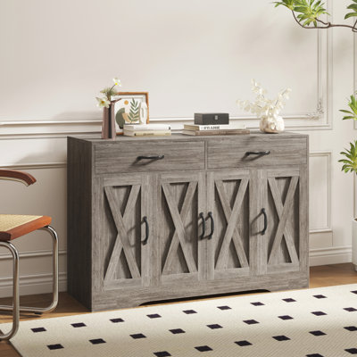 Armoire de rangement à deux tiroirs avec buffet et îlot de cuisine de 47,2 po Bundrage