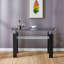 Console en panneau de fibres à densité moyenne noir, plateau en verre trempé, table de vestibule moderne
