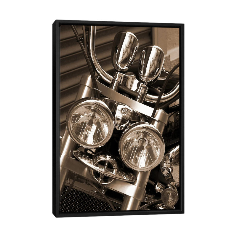 Photographie, Harley, reproduction de photo sur toile, H 26 po x l 18 po x P 1,5 po, Toile avec cadre noir, Pas de tapis
