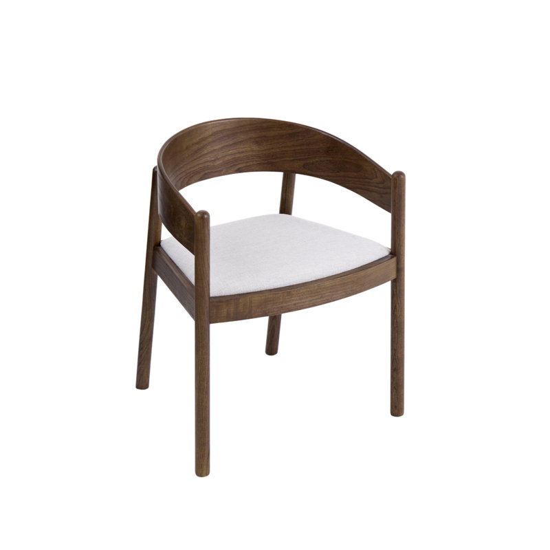 Maplen Walnut Effect Sold Wood Dining Chair, Cream
