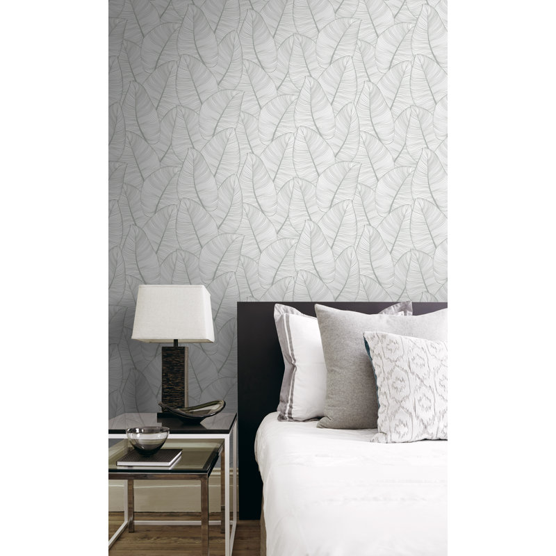 Rouleau de papier peint lisse L 33 pi x l 20,5 po Noyes, Gris / blanc