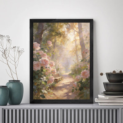 Black Framed Vintage Dreamy Rose Garden Wall Art French Style Framed Prints