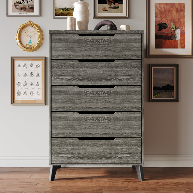Commode à 5 tiroirs Ihor, Gris foncé