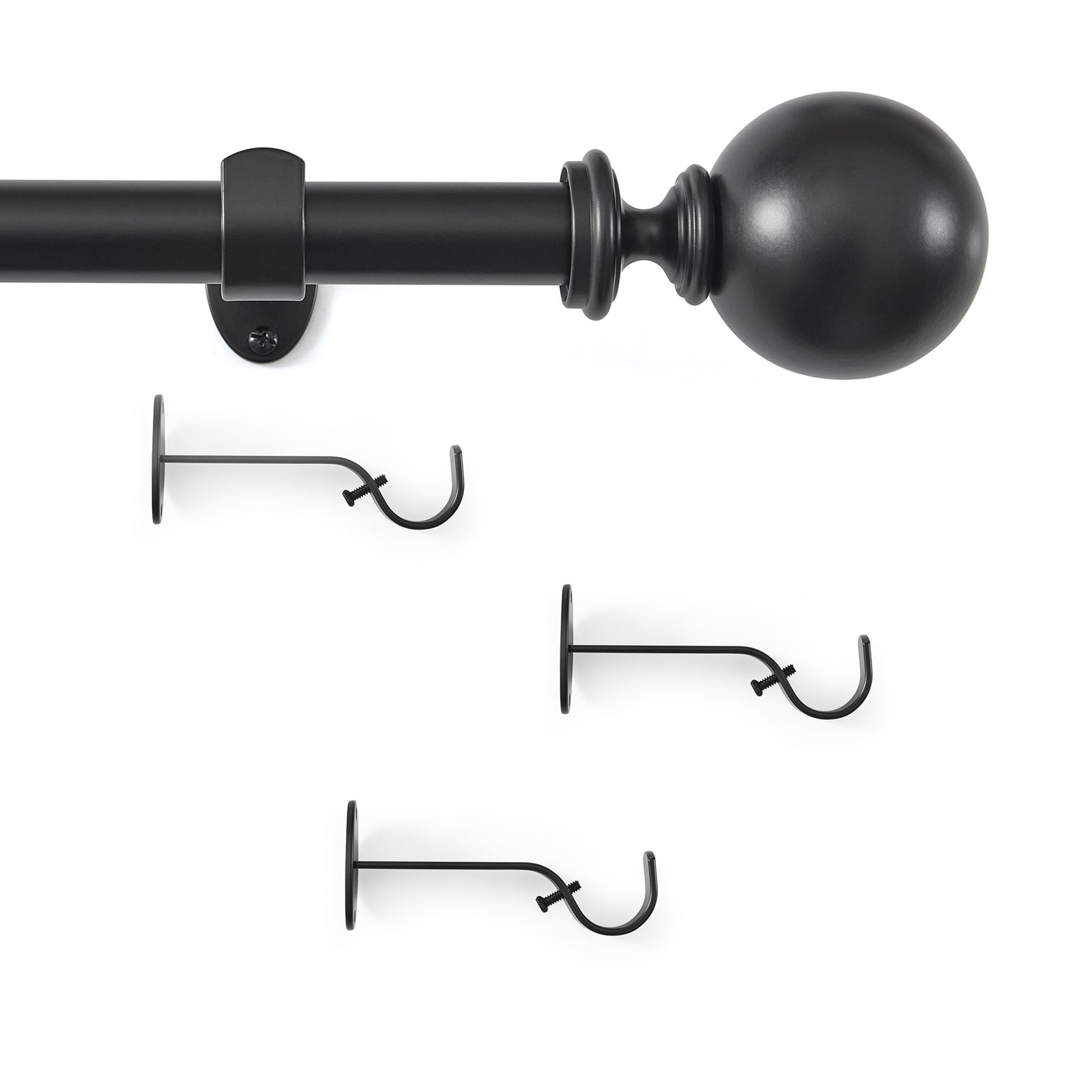 Darion Ball Finial Single Curtain Rod, 2.5" H x 86" W x 5" D, Oil-Rubbed Bronze