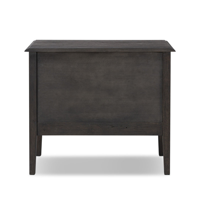 MAGGIE 2 - Drawer Solid Wood Nightstand, Black