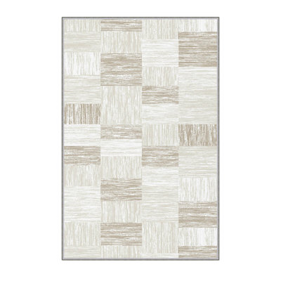 Tapis vert / beige tissé à la machine en polyester