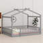 Structure de lit en bois avec clôture-709526561