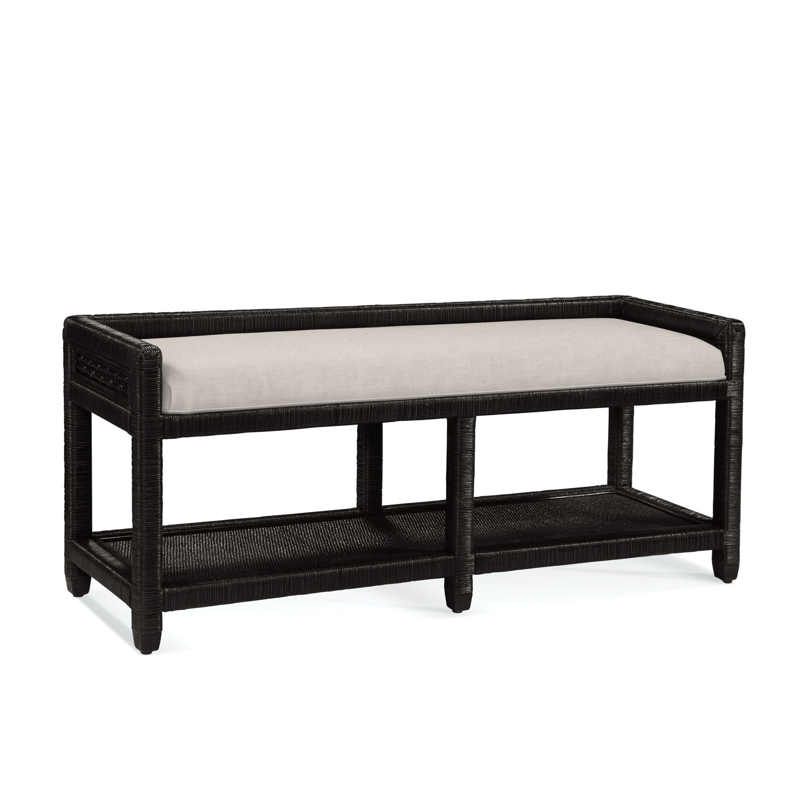 Silvio 54" Storage Bench, Antique Black, White Textured Performance; 0865-91