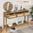 51.3" Rattan Console Table With 3 Drawers-1653325084