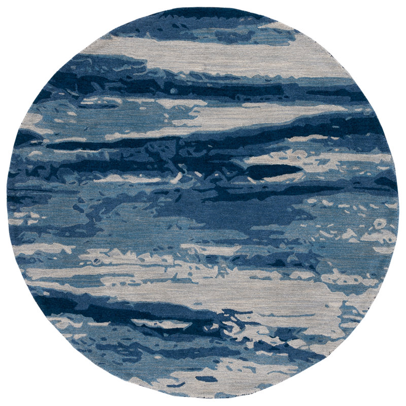 Metro Hand Tufted Wool And Cotton With Latex Abstract Rug, Round 6'