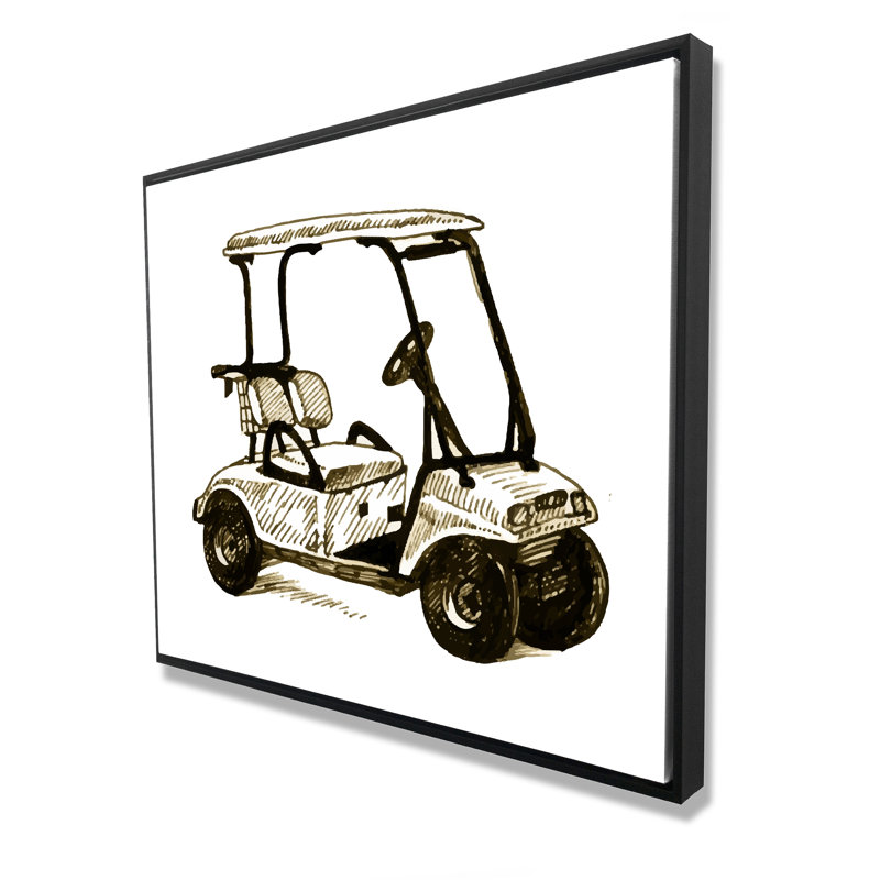 Illustration d'une voiturette de golf - Toile brune encadrée