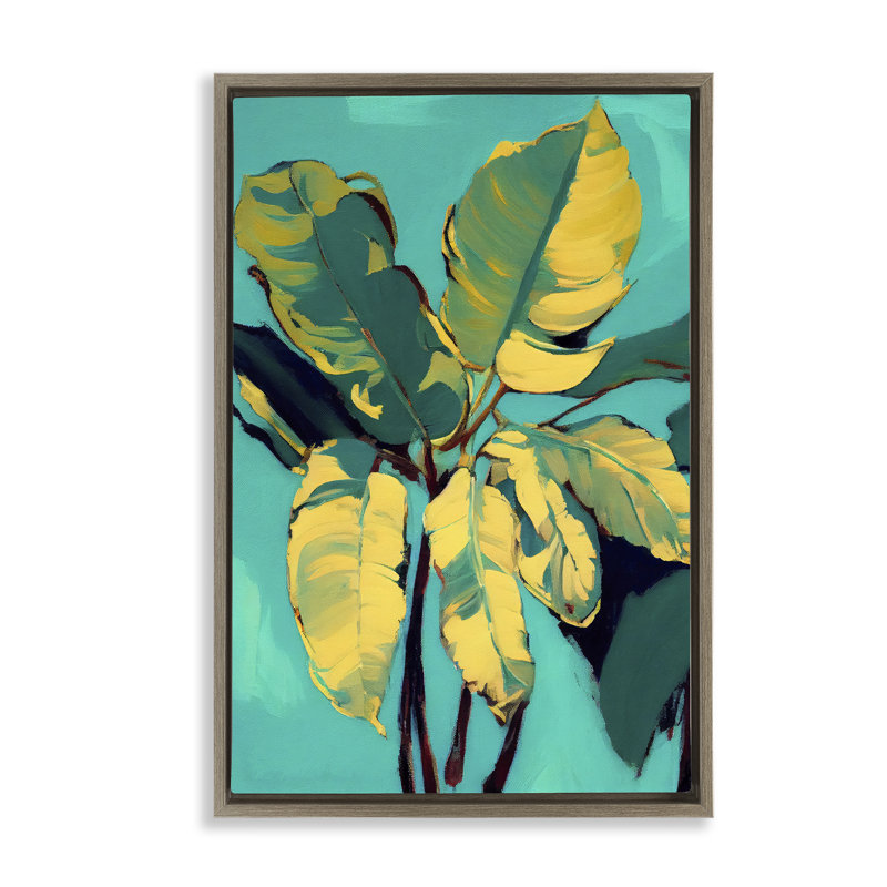 Cadre flottant avec feuilles de bananier biologique, design par 1x, H 31 po x l 21 po, Cadre flottant orme Montalcino