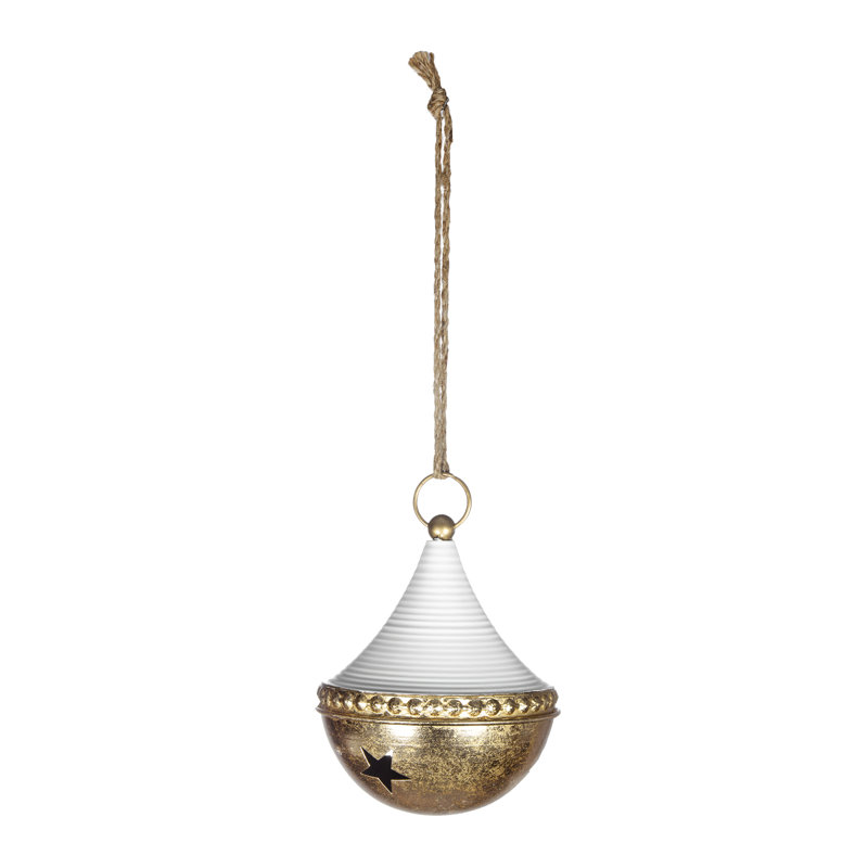 Ornement en forme de cloche suspendue - 7 po de diamètre - Or, blanc