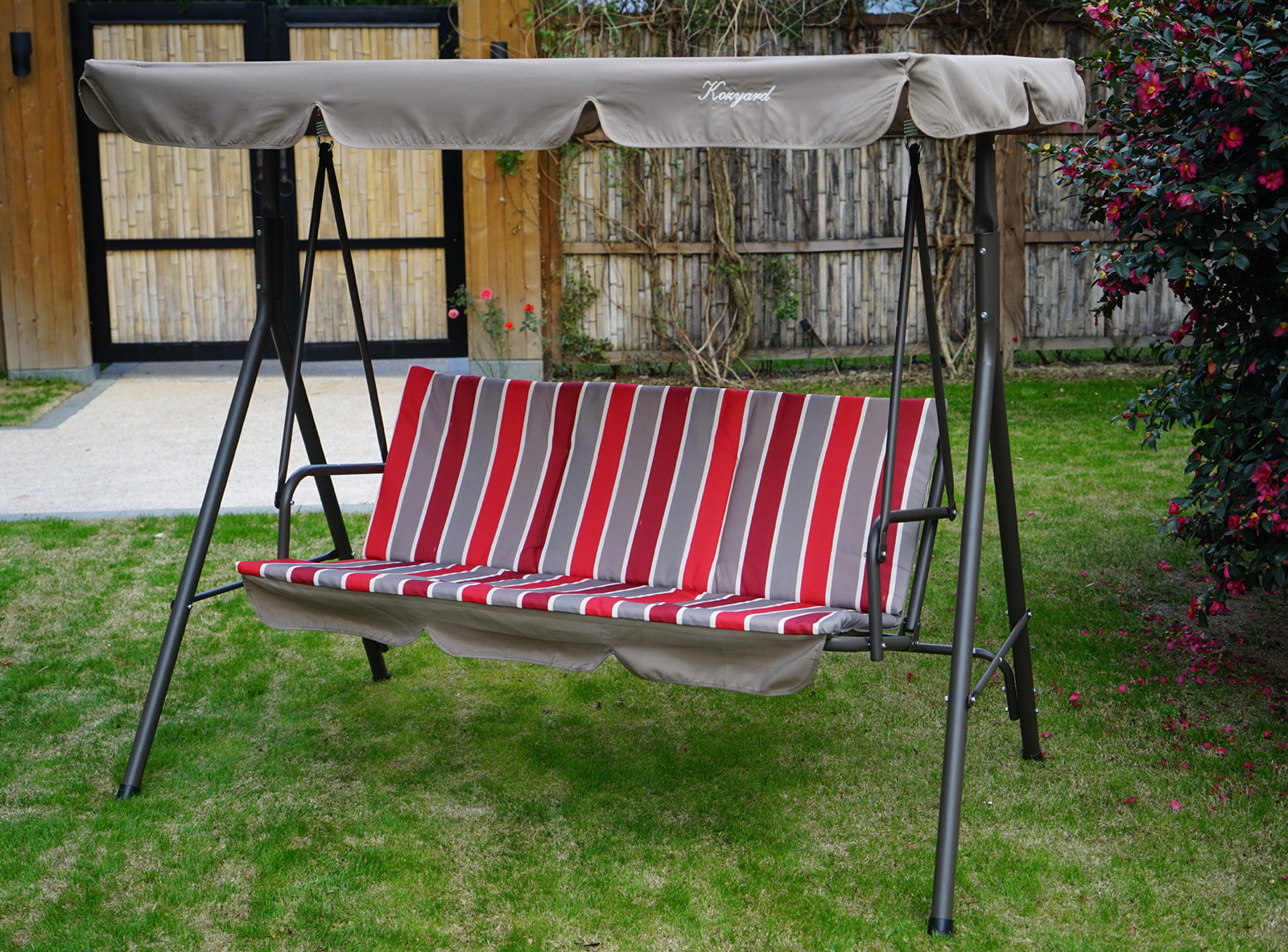 Winston Porter Otterburn Patio Swing Chair 3 Seats with Strong Frame