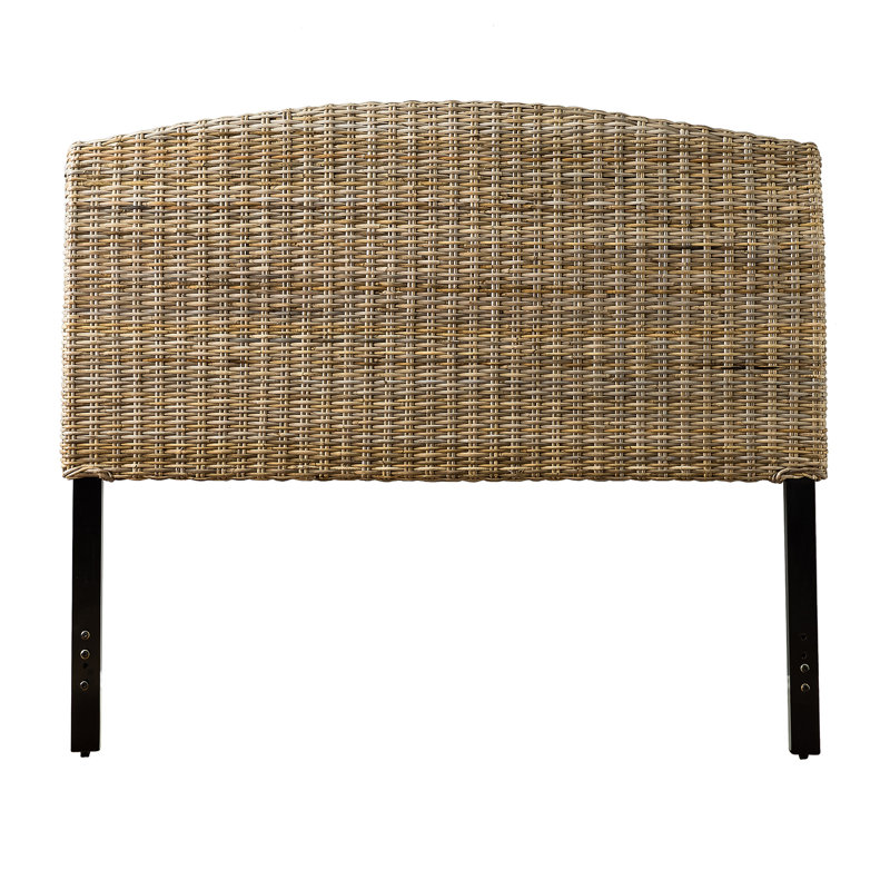 Boatwright Rattan Panel Headboard wiht Solid Wood Legs, King
