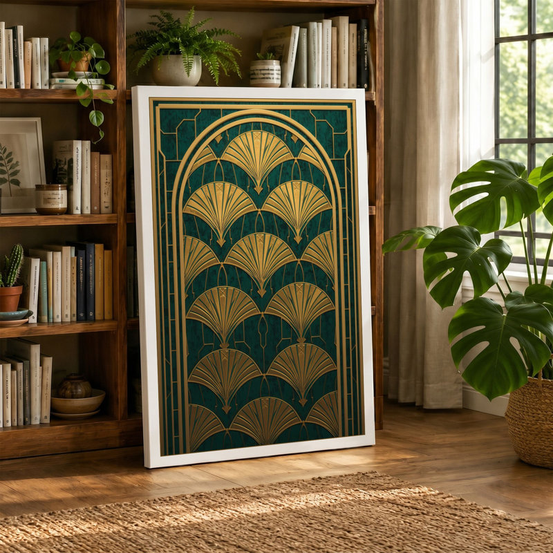 Gilded Fans Art Deco - Wrapped Canvas, 24x16 - 61.0 x 40.6 cm, White Border