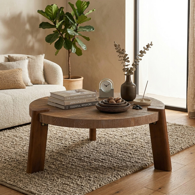 36.5" Rustic Round Coffee Table