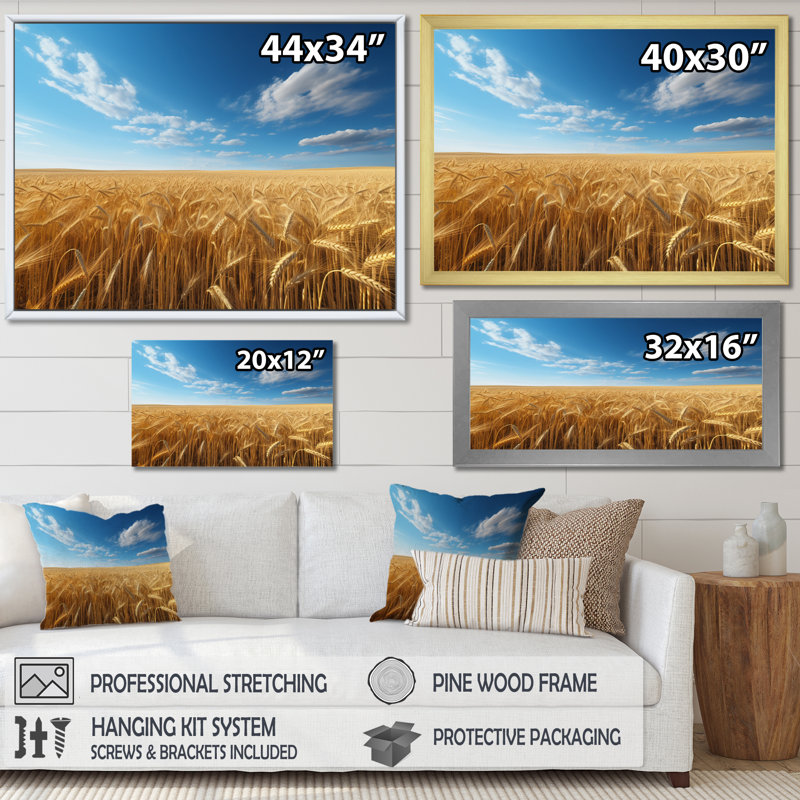 Canada Prairie Dreams - reproduction sur toile, H 12 po x l 20 po x P 1 po, Cadre flottant doré