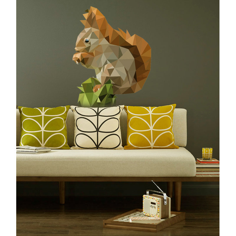 Décalcomanie murale polygonal écureuil, H 46 po x l 55 po, Beige / orange