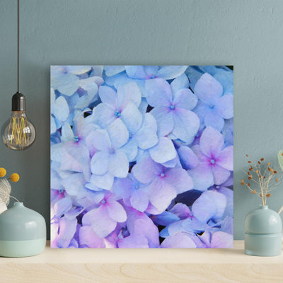 Violet et fleurs bleues - 1 pièce, impression sur toile tendue