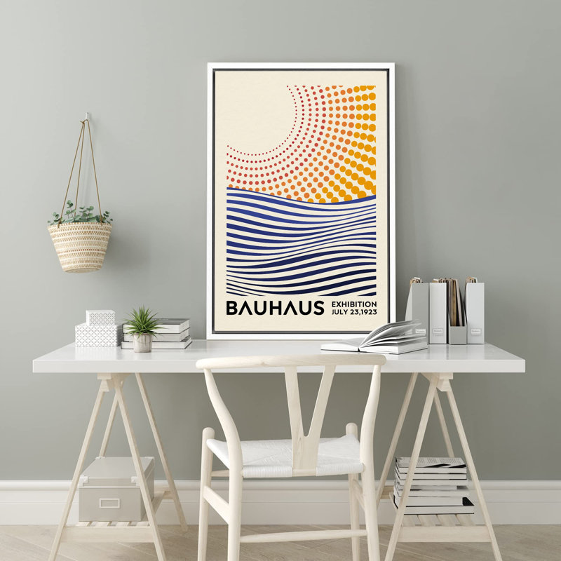 Oeuvre classique «Mid-Century Bauhaus géométrique soleil et océan» sur, H 36 po x l 24 po, Blanc
