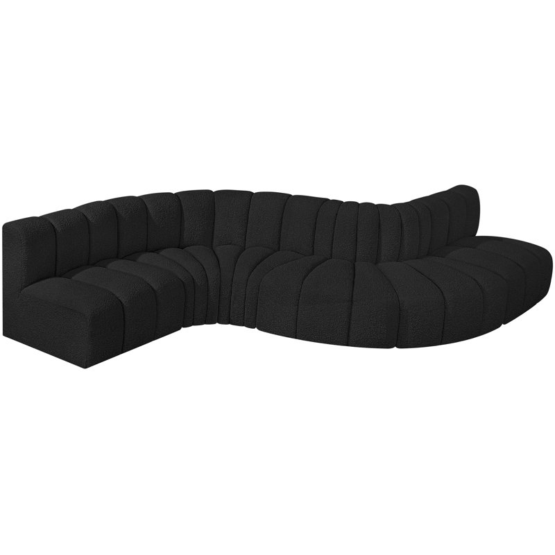 Canapé et méridienne rembourrés Izelia, Tissu bouclé noir