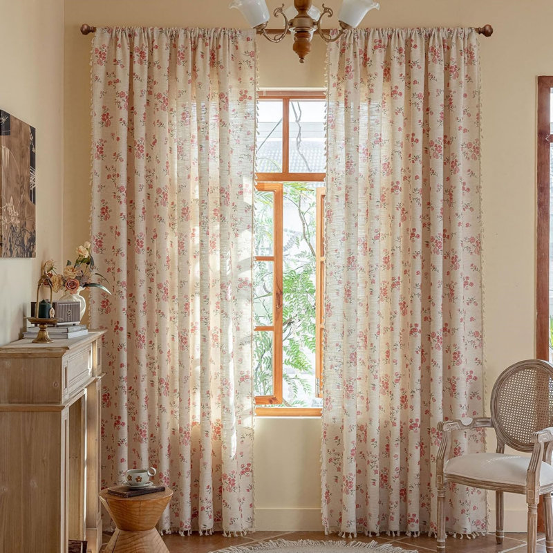Rideau imprimé polyester, L 52 po x L 96 po
