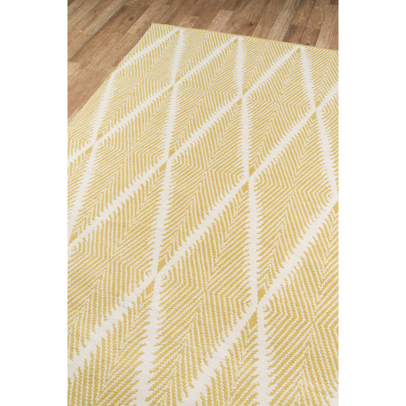River Geometric Handmade Flatweave Orange Area Rug, Yellow, Rectangle 3'6" x 5'6"
