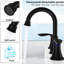 Robinet de lavabo de salle de bain espacé 8 pouces en or brossé - 2, 3 trous, bec pivotant à 360 °, prévention de la corrosion à long terme-128134547