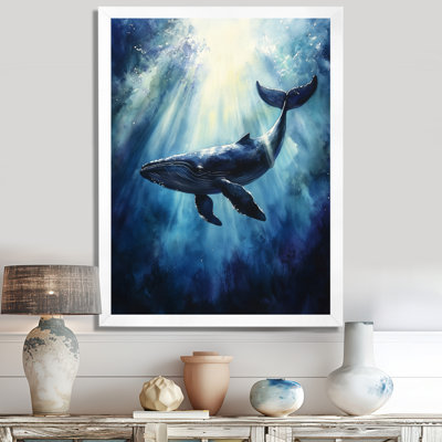 Balai bleu et jaune en haute mer - Tableau encadré