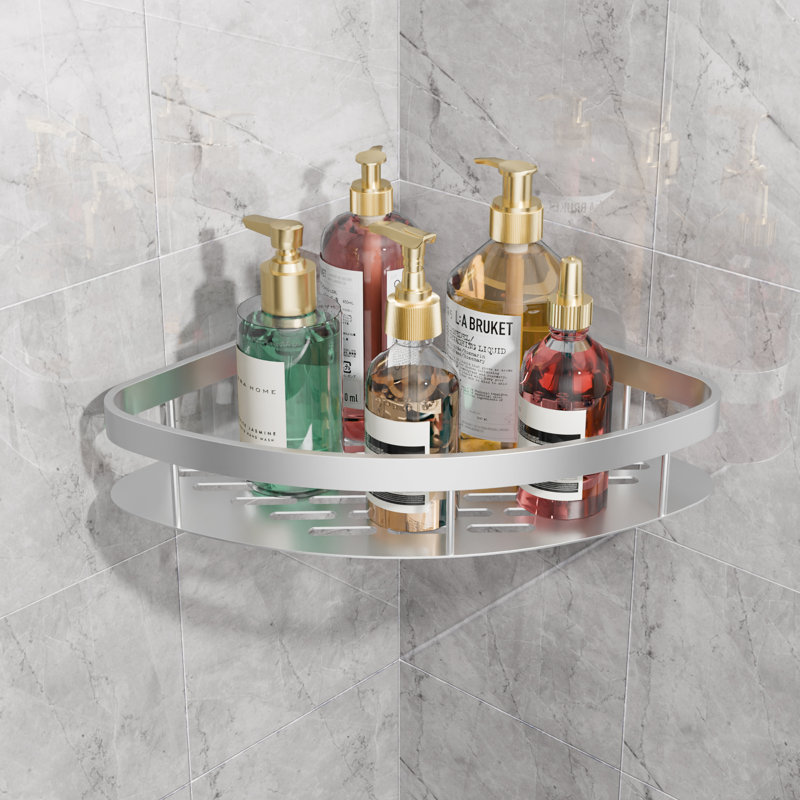 Étagère de salle de bain 1pc sans perçage, Argent argent